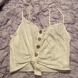White cropped button tank